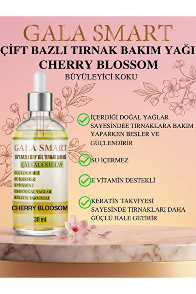 gala smart Cherry Blossom Çift Bazlı Dry Oil Tırnak Bakım Yağı Keratin E Vita...