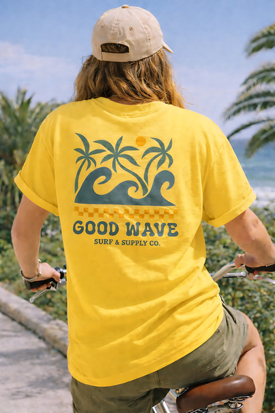 ArtYus Good Wave Back-Printed Unisex Oversize T-Shirt – Cotton Crew Neck Casu...