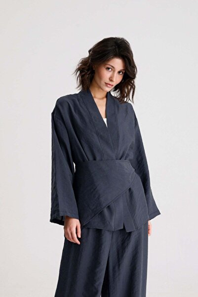 minaaise Κιμονό & καφτάνι - Γκρι - Απλό