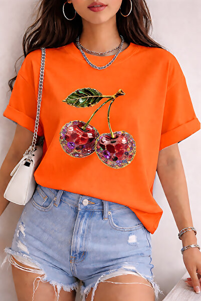 ArtYus Μπλουζάκι Unisex Oversize με στάμπα κεράσι και όψη πέτρας – Βαμβακερό ...