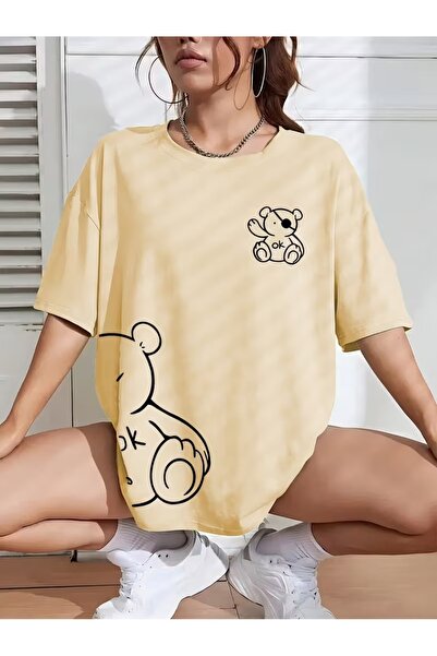 puolikuu Μπλουζάκι Unisex άνετης εφαρμογής με στάμπα με βέλος και αρκουδάκι