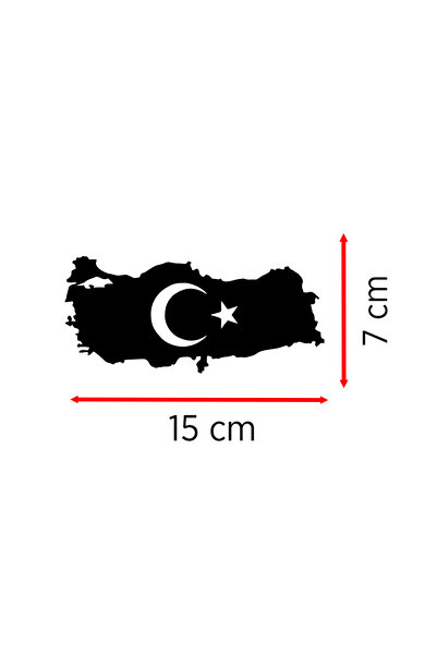 New Jargon Türkiye Haritası Ay Yıldız Sticker - Türk Bayraklı Oto Sticker - Araba Motor Sticker 15x7cm