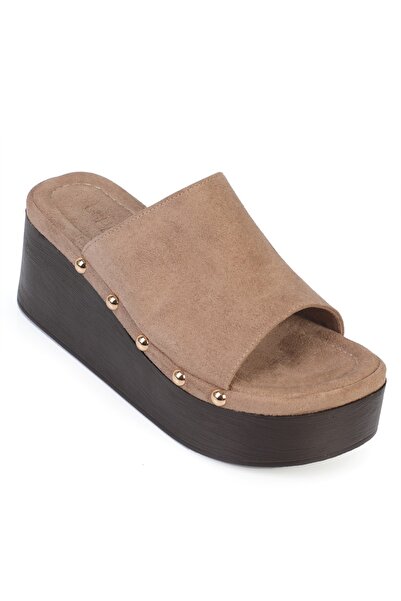 Capone Outfitters Γυναικείες παντόφλες Rina Suede Stone με λεπτομέρεια και τα...