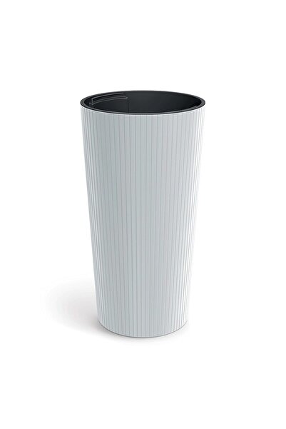 Prosperplast Ghiveci decorativ de flori, rotund, inalt, alb, 30x57.5 cm, Lami...