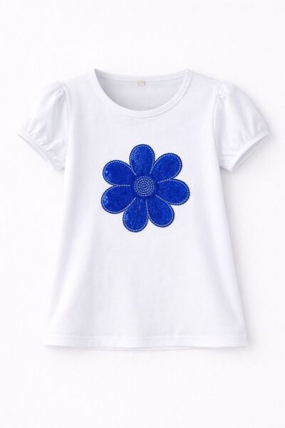 Lunas tekstil Tricou cu paiete și broderie florală