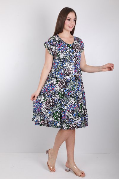 Arttist Girl Rochie de plajă cu nasturi, 100% viscoză, cu imprimeu tropical, multicoloră, pentru femei