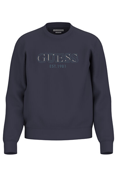 Guess Fleece Men's Navy Blue Sweatshirt M5Bq08K9Z21-G7V2
