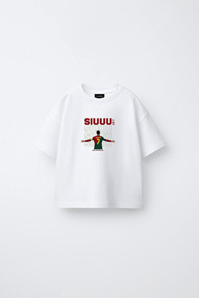 fasardi Παιδικό μπλουζάκι Unisex με στάμπα Cristiano Ronaldo, 100% βαμβακερό,...