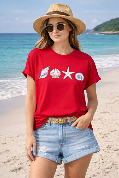 ArtYus Μπλουζάκι Unisex Oversize με στάμπα θαλάσσιων κοχυλιών και αστεριών – ...