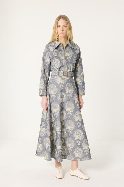 Touché Privé Flower-Patterned Skirt and Jacket Set