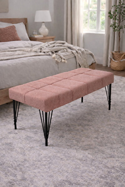 densan aksesuar Metal Ayaklı 80 Cm Soft Kahverengi Puf & Bench Tekli