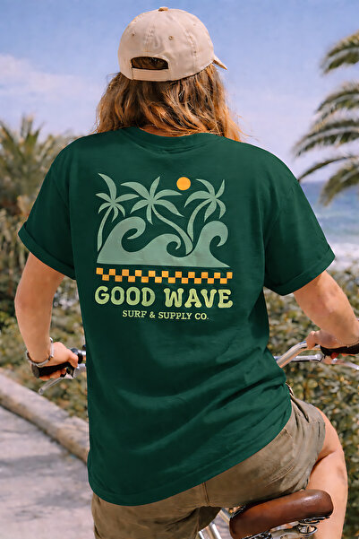 ArtYus Good Wave Back-Printed Unisex Oversize T-Shirt – Cotton Crew Neck Casu...