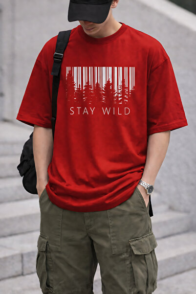 ArtYus Tricou oversize unisex cu imprimeu Stay Wild Text & Nature – Tricou ca...