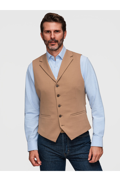 OMBRE Herren Weste Slim Fit V66 Coffee