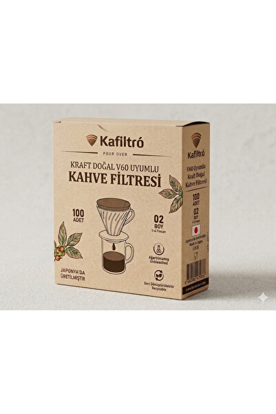 Kafiltro Hario V60 Uyumlu Kraft Kahve Filtresi Kağıdı 100 Adet