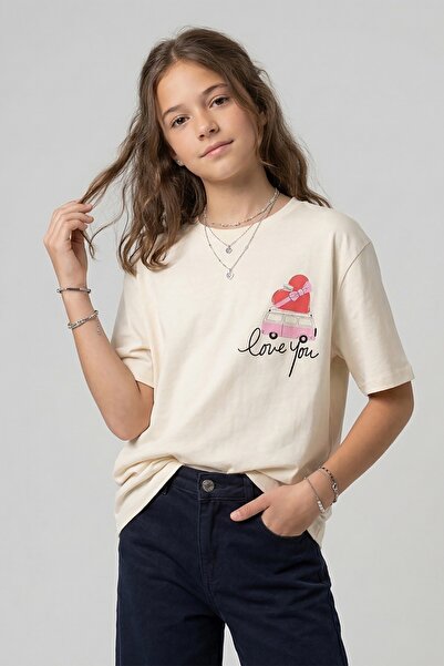 DMB BOYS & GIRLS تيشيرت فضفاض مطبوع عليه شعار من القطن للفتيات