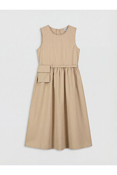 LC Waikiki Φόρεμα για κορίτσια με λαιμόκοψη ποδηλάτου Ποπλίνα (S6)