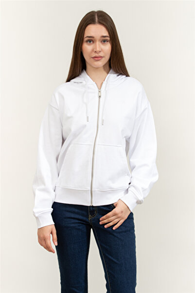 Calvin Klein Archive Logo French Terry Fz Hoo Kadın Fermuarlı Sweatshirt