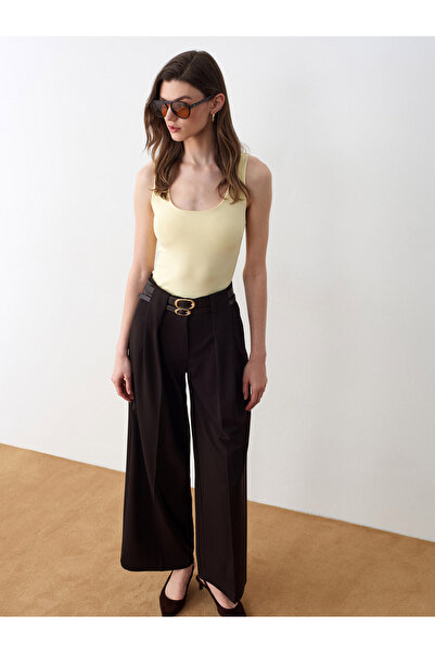 Dilvin Παντελόνι - Καφέ - Πλισέ