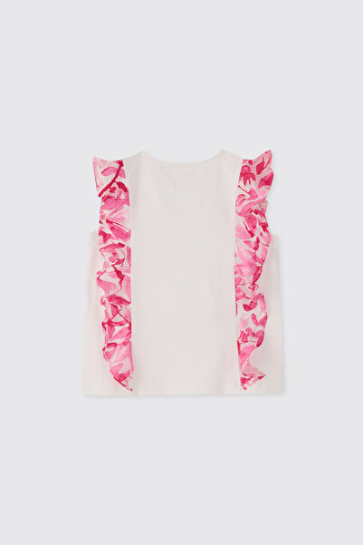 Panço Girl's White Undershirt with Ruffle Detail
