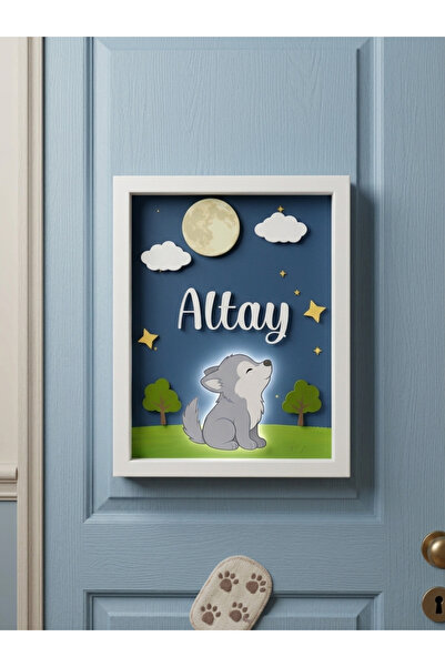 Agulab Kurt Figürlü Kabartmalı İsimli ışıklı Bebek Tablo (30x40cm) - Hastane ...