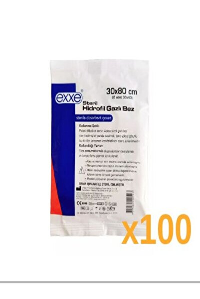 Exxe Gazlı Bez 30 cm x 80 cm (2 Parça 30x40) X 100 Adet