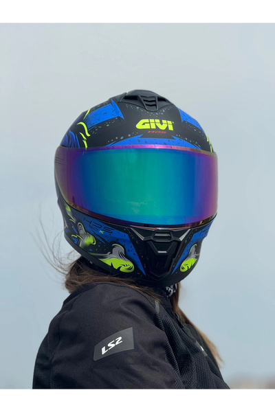 Givi 50.X WILD MAT SİYAH-MAVİ KASK (GÖKKUŞAĞI VİZÖR)