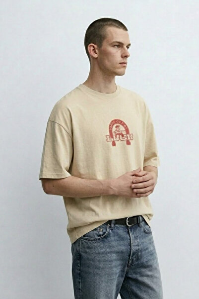 MATERIAL T-Shirt - Μπεζ - Oversize