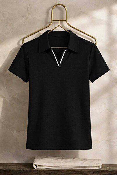 ALİ.COM Γυναικείο κοντομάνικο μπλουζάκι πόλο με ριγέ λεπτομέρειες, στενή εφαρ...