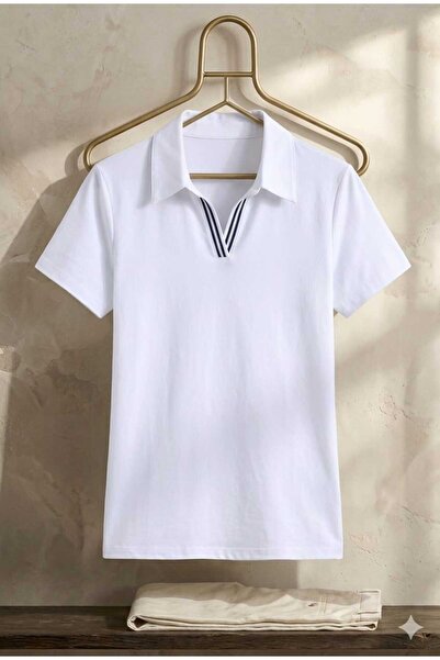 ALİ.COM Γυναικείο κοντομάνικο μπλουζάκι πόλο με ριγέ λεπτομέρειες, στενή εφαρ...