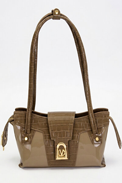 Lale Butik Levidor Patent Leather Long Handle Crocodile Leather Detail Bag 93...