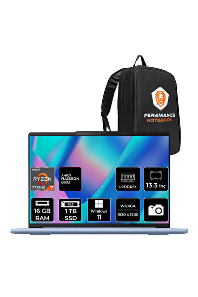 LENOVO IdeaPad Slim 5 Ryzen 7 7735HS 16GB 1TB SSD 13.3" FHD+ W11P Dizüstü Bil...