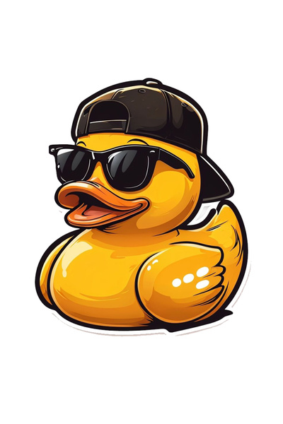 MegaSticker Cool sarı ördek Sticker Araba, Motorsiklet, Kask, Laptop, Cam, Ah...