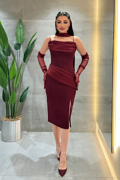 giyimmasalı Βραδινό φόρεμα & φόρεμα χορού - Βουργουνδία - Pencil φούστα