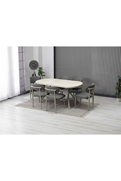 JoyMassa LUNA ARYA YEMEK MASASI TAKIMI / 6 KİŞİLİK MDF MASA & POLO SANDALYE T...
