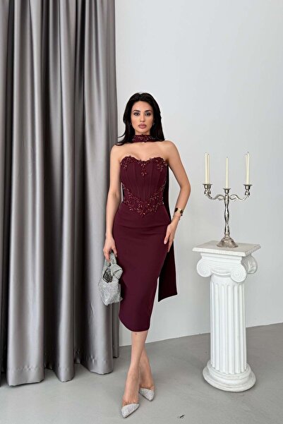 Serica Moda Βραδινό φόρεμα & φόρεμα χορού - Βουργουνδία - Pencil φούστα