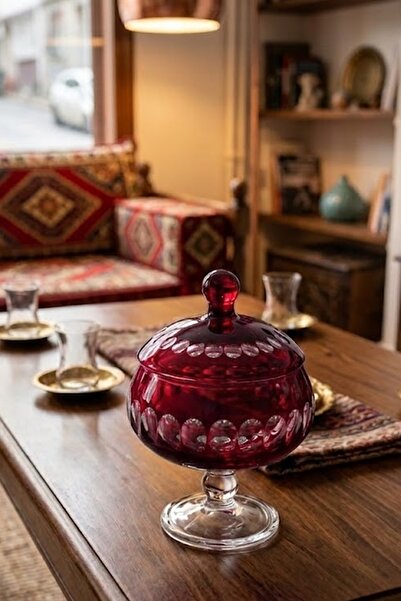 DECOSTYLE Dekorlu Kapaklı Ayaklı Şekerlik – 2 Parça Sunum & Dekor Seti 14x14x20