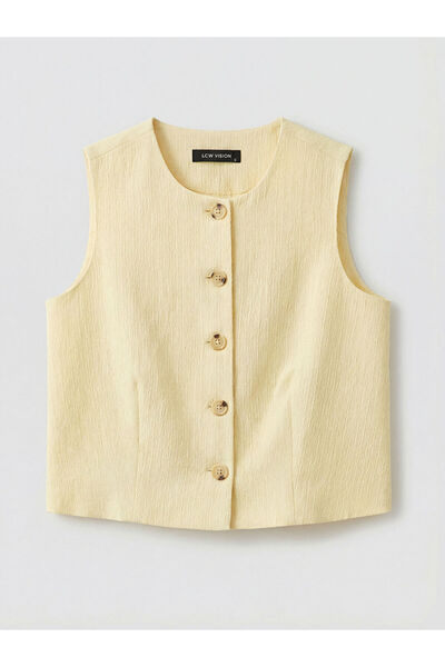 LC Waikiki Yellow Crew Neck Women's Classic Vest by Güli̇s Gi̇yi̇m