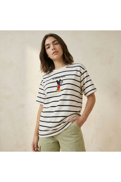 SP Characters Loose Fit T-shirt with Mickey Mouse Embroidery