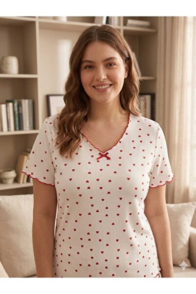 Asel Σετ πιτζάμας plus size - Λευκό - Κανονικό μέγεθος