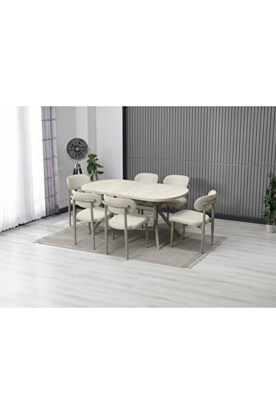 JoyMassa LUNA ARYA YEMEK MASASI TAKIMI / 6 KİŞİLİK MDF MASA & POLO SANDALYE T...