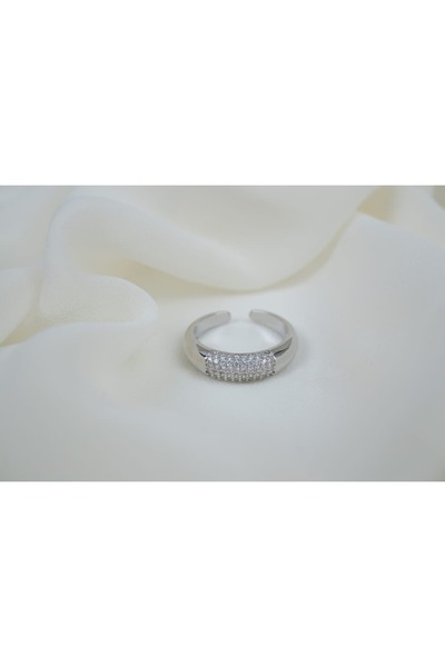 ATELİER TUĞBA Yzk425 Zircon Stone Adjustable Silver Adjustable Ring