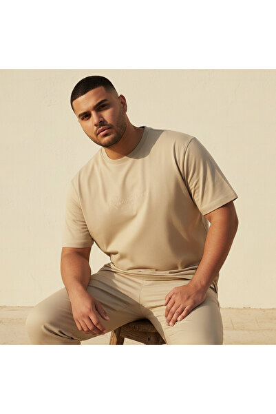 Maxim Men Regular Fit Crew Neck Short Sleeve Embossed T-shirt