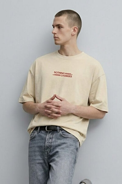 MATERIAL T-Shirt - Μπεζ - Oversize