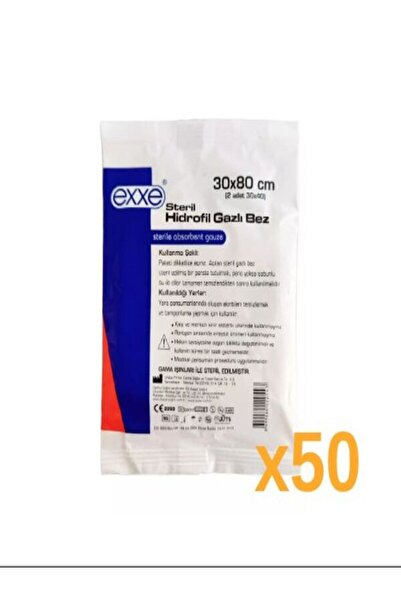 Exxe Gazlı Bez 30 cm x 80 cm (2 Parça 30x40) X 50 Adet