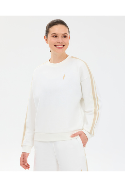 SKECHERS W LW Fleece Loose Fit Sweatshirt Kadın Beyaz Sweatshirt S2610029-3855