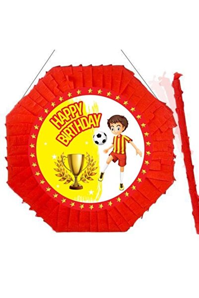 parti show Sarı Kırmızı Futbol Temalı Taraftar Pinyata