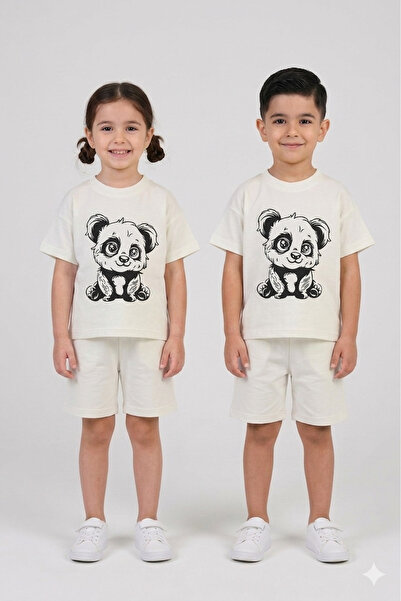 PALLERMO KİDS New Season Summer Single Jersey Top and Shorts Set
