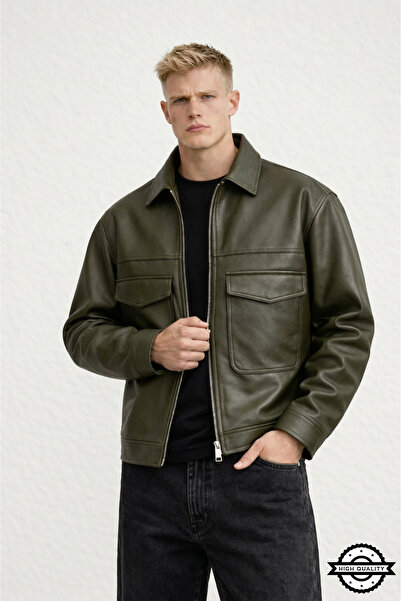 KOCCİ BUTİK معطف جلدي رجالي من ZRA موديل New Season Half Oversize Four Season...