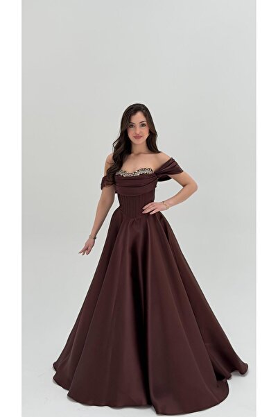 AYŞENUR DİNÇER Soft Glam Abiye Kahverengi